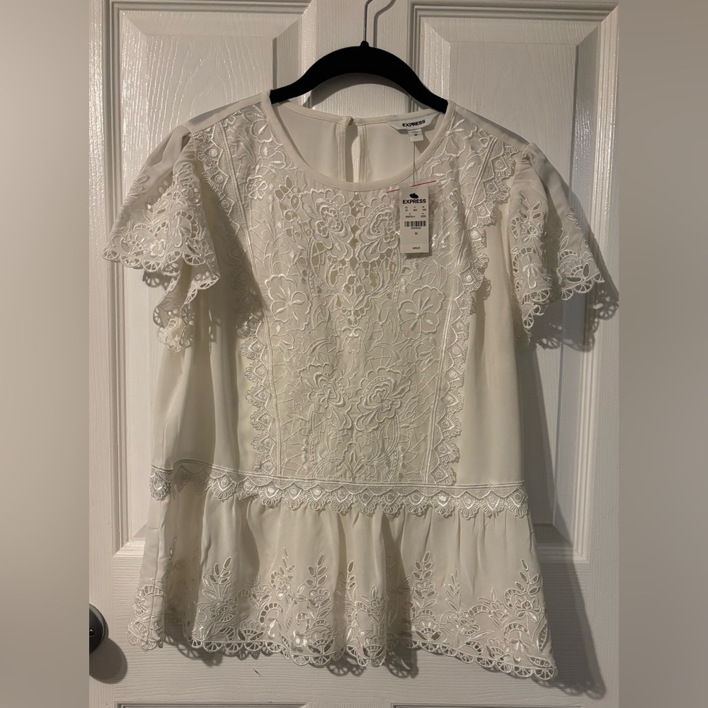 NWT Express Lace Peplum Blouse
